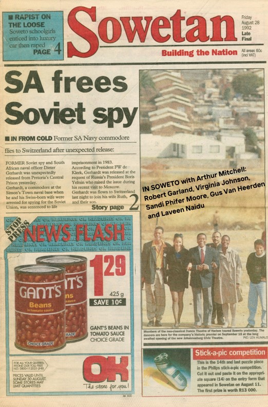 friday, august 28, 1992 front page of Sowetan newspaper