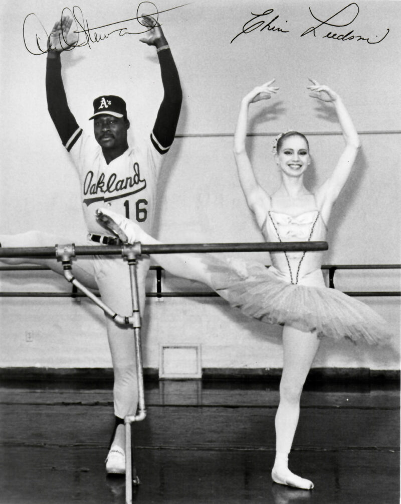 dave stewart and erin leedom stretch at a ballet barre