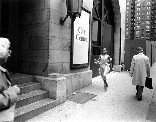 charmaine hunter running back into the theatre of Harlem to make her stage entrance